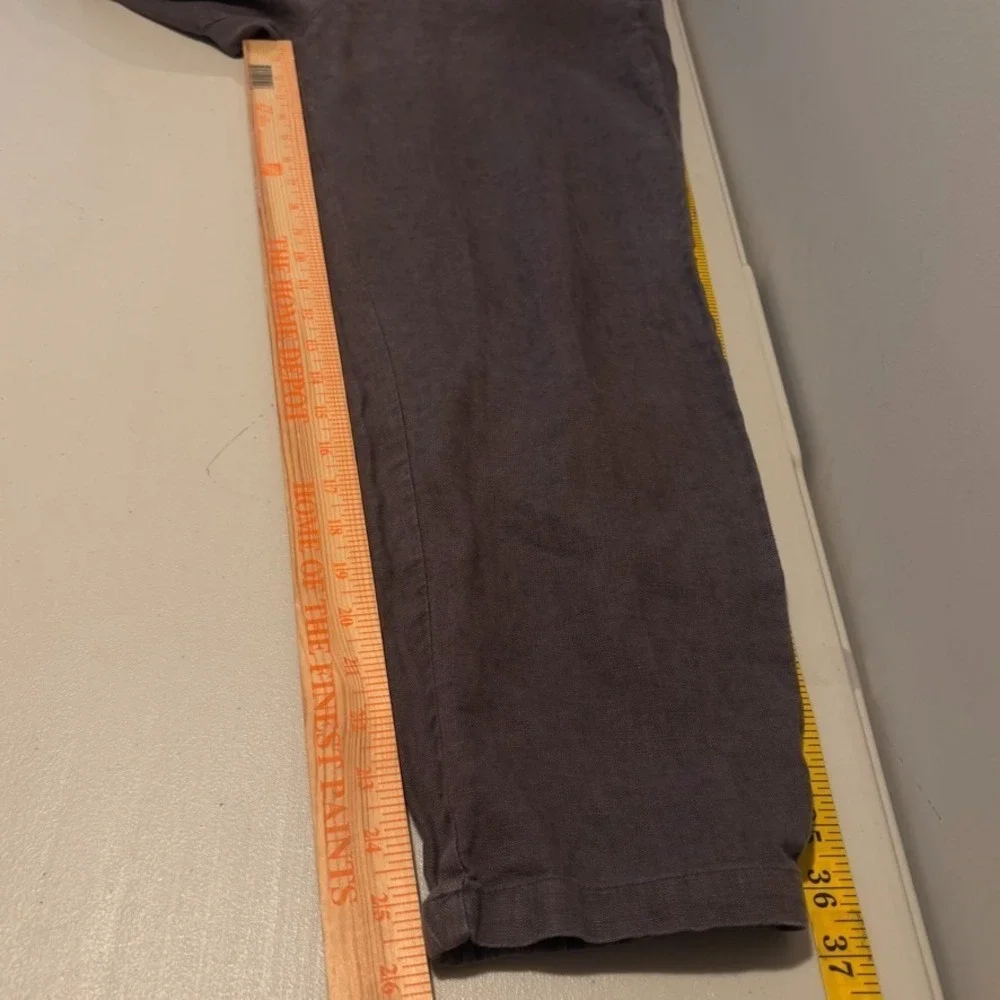 IXIMO Womens Grey 100% Linen Straight Leg Pull on Pants SZ Large Granola‎ Hippie